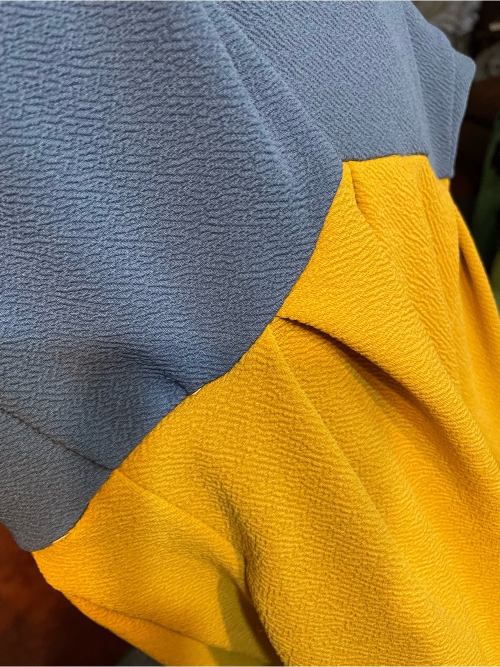 LuLaRoe Two-Tone Blue and Yellow Fit & Flare Mini Dress - Picture 3 of 3